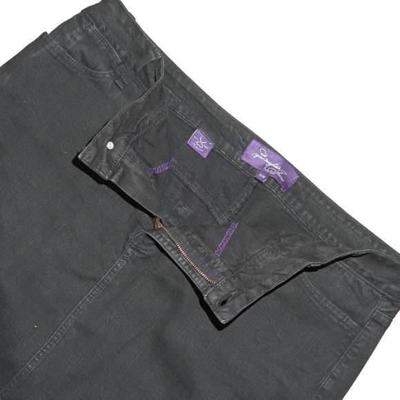 NYDJ Black Denim Skirt Size 16W 5-Pocket Fly Button Belt Loops Back Slit USA EUC - Picture 10 of 16